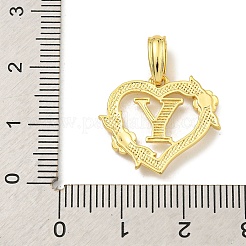ハート真鍮のペンダント  長持ちメッキ  カドミウムフリー＆鉛フリー  18KGP本金メッキ  文字y  18x20x3mm  穴：3.5x7mm&nbsp;KK-I714-04G-Y
