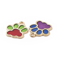 合金エナメルチャーム  犬の足跡チャーム  ライトゴールド  17x16x1mm  穴：1.8mm&nbsp;ENAM-G213-21LG