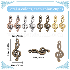 80Pcs 4 Colors Tibetan Style Alloy Treble Clef Pendants&nbsp;FIND-SC0006-82