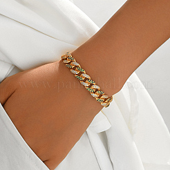 Unisex Brass Micro Pave Full Clear and Green Cubic Zirconia Cuban Link Chain Bracelets for Party and Casual Wear&nbsp;HS6983