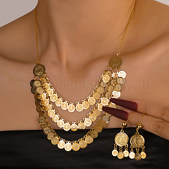 Elegant Vintage Brass Coin Earrings & Necklaces Sets for Women&nbsp;MC8137