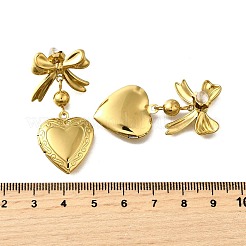 Bowknot with Heart 304 Stainless Steel Dangle Stud Earrings&nbsp;EJEW-M065-03G