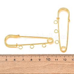 アイアン製ブローチパーツ  ラペルピン製作用の3ホールキルトピン  ゴールドカラー  21x60x7.5mm  穴：3.5mm&nbsp;RN-CBAB9AC-06G