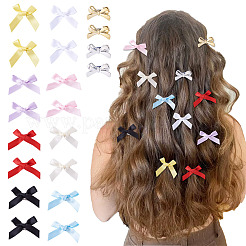 50個10色のリボン付きポリエステル＆合金ワニ口ヘアクリップ  ミックスカラー  26.5~42.5x40.5~47.5x11~14.5mm  5個/カラー&nbsp;PHAR-TA0001-16