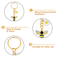 8Pcs 2 Style Alloy & Brass Enamel Keychains&nbsp;KEYC-DC0001-14