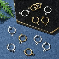 12個 2色 真鍮クリップオンフープピアス金具  穴開けないイヤリング  カドミウムフリー＆鉛フリー  ミックスカラー  15.5x11x1.5~4.5mm  穴：1.8mm  6個/カラー&nbsp;KK-FS0001-48