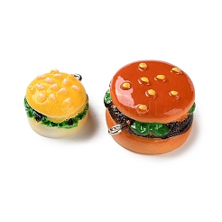 不透明樹脂ペンダント  模造食品  ハンバーガーチャーム  アイアンアイピン  ミックスカラー  19~26x17~24x11.5~15.5mm  穴：2mm  10個/袋&nbsp;RESI-C066-01