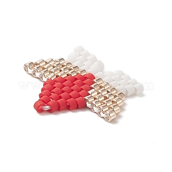 手作りみゆき日本のシードビーズ  織機模様  スター  レッド  16.5x20x2mm&nbsp;PALLOY-MZ00016-02