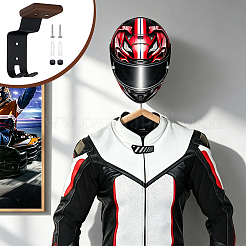 木製＆カーボン合金製バイクヘルメットラック 2袋  壁掛けヘルメットハンガー  ココナッツブラウン  140x50~72x110mm&nbsp;ODIS-DL0001-11
