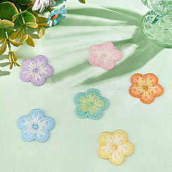 24個 6色 梅の花 布飾りアクセサリー  ミックスカラー  26.5x2mm  4個/カラー&nbsp;DIY-MA0006-95
