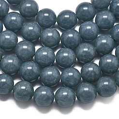 天然石マレーシアジェイドビーズ連売り  染め＆加熱  ラウンド  スレートグレイ  10mm  穴：1.2mm  約39個/連  14.96インチ（38cm）&nbsp;G-L645-C01-10mm-09