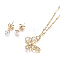 304 Stainless Steel Rhinestone Jewelry Sets&nbsp;SJEW-H301-05G