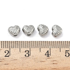 304ステンレススチールビーズ  ハート  ステンレス鋼色  5x6x4mm  穴：1.5mm&nbsp;X-STAS-D204-42P
