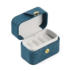 合成皮革リングオーガナイザー収納ケース  長方形  スチールブルー  6x4x4.5cm&nbsp;CON-G023-11A