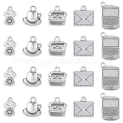 50pcs5スタイルチベットスタイルアロイペンダント  混合図形  アンティークシルバー  14.5~21x10~14.5x1.5~3.5mm  穴：1.5~2.5mm  10個/スタイル&nbsp;FIND-SC0021-96
