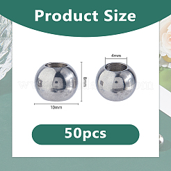 201ステンレススチールヨーロピアンビーズ50個  ロンデル  ステンレス鋼色  10x8mm  穴：4mm&nbsp;STAS-DC0017-23