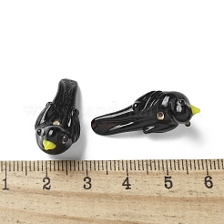 手作りランプワークビーズ  鳥  ブラック  27~28x11~14x12~15mm  穴：1.2mm&nbsp;LAMP-P068-15B