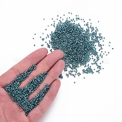 ガラスシリンダービーズ  シードビーズ  メタリックカラー  焼き付け塗料  丸い穴  ティール  1.5~2x1~2mm  穴：0.8mm  約8000個/袋  約1ポンド/バッグ&nbsp;SEED-S047-B-007