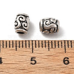 チベット風合金ビーズ  鉛フリー＆カドミウムフリー＆ニッケルフリー  コラム  アンティークシルバー  6x4.5mm  穴：2.5mm&nbsp;PALLOY-F317-02AS