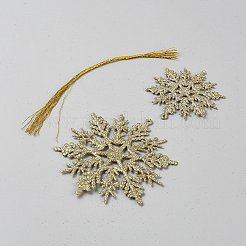 スノーフレークプラスチックペンダントデコレーション36個  コード付き  クリスマスツリーの装飾用  ライトカーキ  50.5~105x45.5~97x2mm  穴：2.5~3mm&nbsp;DIY-WH20082-15D