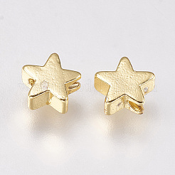 真鍮ビーズ  スター  ゴールドカラー  6x6x2.5~3.3mm  穴：1mm&nbsp;LS-KK-E735-27G
