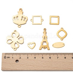 304ステンレススチールリンクコネクター  混合図形  ゴールドカラー  10~31.5x6~23.5x0.7~6mm  穴：1~3mm&nbsp;STAS-MSMC002-07G