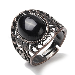 Natural Gemstone Oval Adjustable Rings&nbsp;RJEW-K271-06R