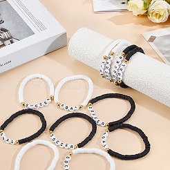 16Pcs 4 Style Acrylic & Handmade Polymer Clay Bead Bracelets&nbsp;BJEW-MA00002