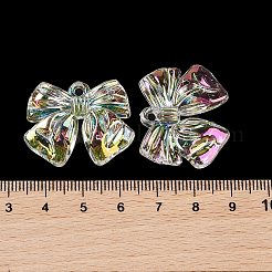 透明なアクリルパーツ  UVメッキ 虹色  蝶結び  透明  24x29.5x6.5mm  穴：2.5mm&nbsp;MACR-K358-07