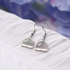 女性用304ステンレススチール製扇形ドロップピアス  銀  31x14mm&nbsp;WG7EBCE-02