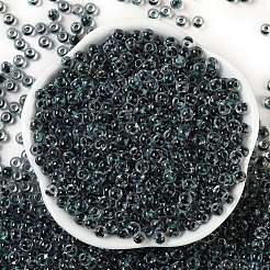 内側が透明な色のガラスシードビーズ  丸い穴  ラウンド  スチールブルー  4x3mm  穴：1.4mm  約142個/10g&nbsp;X1-SEED-A032-04R