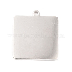 変色しない304ステンレススチールペンダント  花模様の正方形  ステンレス鋼色  20x18x1mm  穴：1.5mm&nbsp;LS-STAS-P299-08P
