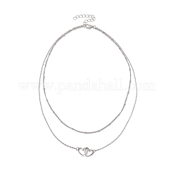 Stainless Steel Heart Pendant Necklaces for Women&nbsp;NJEW-JN04735-02