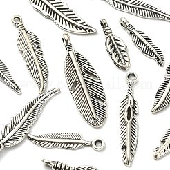 100個10スタイルチベットスタイルアロイペンダント  羽  アンティークシルバー  17~31.5x4~9x1~3mm  穴：1.5~2mm  10個/スタイル&nbsp;DIY-YW0007-24