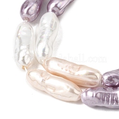 電気メッキガラスシェルパールビーズ連売り  不規則な楕円形  カラフル  20~23x6.5~8mm  穴：1mm  約18~19個/連  15.75~16.30''（40~41.4センチメートル）&nbsp;BSHE-B009-C03-7x21mm