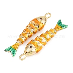 真鍮製マイクロパヴェキュービックジルコニアペンダント  魚  エナメル  18KGP本金メッキ  カドミウムフリー＆鉛フリー  ラックめっき  長持ちメッキ  ミックスカラー  46x11x7mm  穴：2mm&nbsp;KK-B157-31G