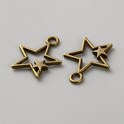 合金のチベット風チャーム  スターのチャーム  アンティークブロンズ  25x22x3mm  穴：3mm&nbsp;FIND-WH0126-737AB