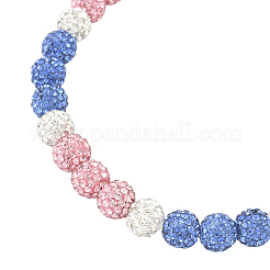 1Pc Polymer Clay Rhinestone Round Beaded Stretch Necklaces&nbsp;NJEW-SP0001-14I