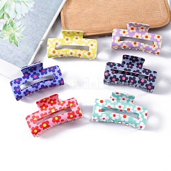 12Pcs 6 Colors Flower Pattern PVC Plastic Claw Hair Clips&nbsp;OHAR-CC0001-01
