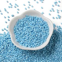 焼付塗装ガラスシードビーズ  シリンダー  ライトスカイブルー  2.5x2mm  穴：1.4mm  約5039個/50g&nbsp;X-SEED-S042-15A-10