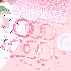 100Pcs 4 Colors Spray Painted ABS Plastic Imitation Pearl Beads&nbsp;OACR-FS0002-09A
