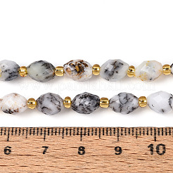 天然フラワーオパールビーズ連売り  多面カット  オーバル  シードビーズで  8~9x6~8mm  穴：1~1.2mm  約36~38個/連  14.96~15.35インチ（38~39cm）&nbsp;G-N342-35-8x6-14