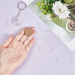 透明アクリルブランクビッグペンダント30個  フラットラウンド  キーホルダーやジュエリー用  透明  50x2mm&nbsp;TACR-SC0001-20