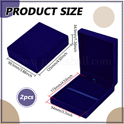ベルベットのメダルギフトボックス  長方形  ミッドナイトブルー  12.5x9.85x3.45cm&nbsp;CON-WH0130-01A