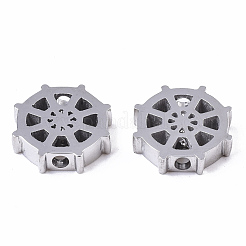 変色しない304ステンレススチールビーズ  舵  ステンレス鋼色  12.5x12.5x3mm  穴：2mm&nbsp;X-STAS-S079-170A-P