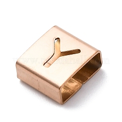 イオンプレーティング（IP）304ステンレススチールスクエアスライドチャーム  ローズゴールド  文字y  9x8x4mm  穴：3.5x8.5mm&nbsp;STAS-L132-21Y-RG