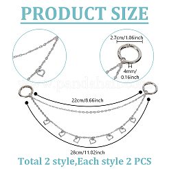 鉄のブーツストラップチェーン  304ステンレススチールペンダントと合金スプリングゲートリング付き  プラチナ  275mm&nbsp;HJEW-DR00111