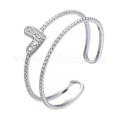 Non-Tarnish 304 Stainless Steel Heart Wrap Open Cuff Ring&nbsp;X-RJEW-T023-73P