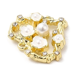 スプレープリント合金ペンダント  CCBパール入りガラス  心でくり抜く  ゴールドカラー  17x19.5x5mm  穴：1mm&nbsp;PALLOY-D019-11G-01