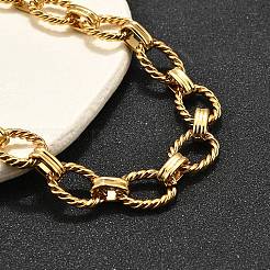 304 Stainless Steel Twisted Oval Link Chain Necklaces&nbsp;NJEW-R023-13G